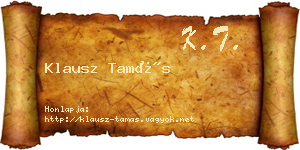 Klausz Tamás névjegykártya
